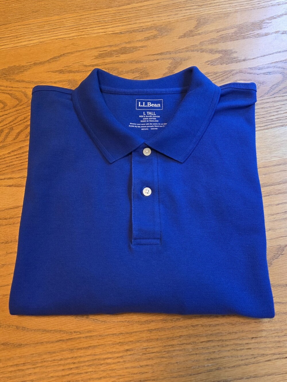 L.L.Bean Men's L Tall Blue Polo Shirt Traditional Fit Short Sleeve